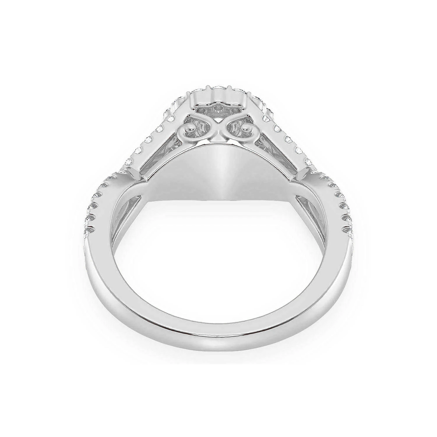 Double Band Halo Diamond Ring in 14K white gold, alternate view