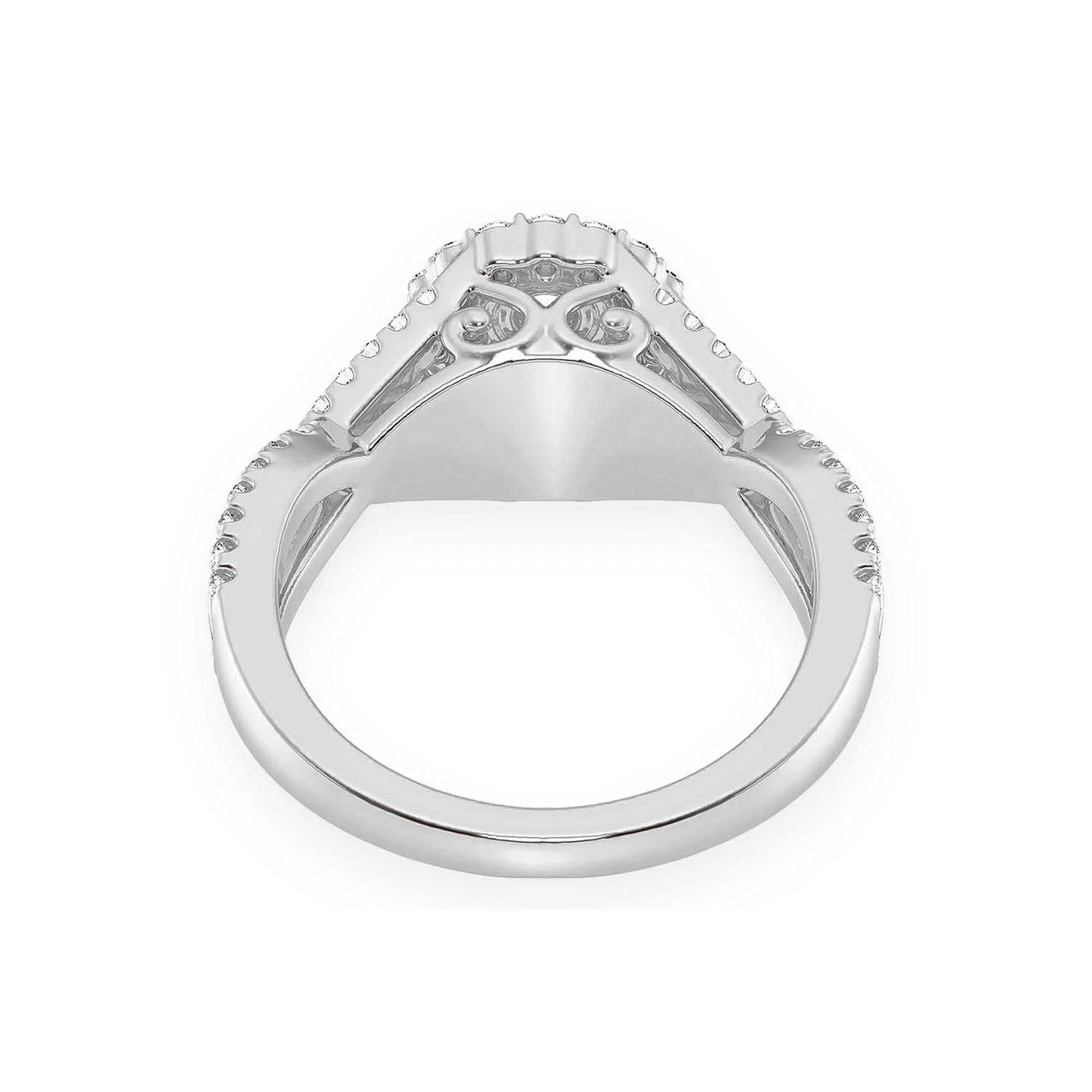 Double Band Halo Diamond Ring in 14K white gold, alternate view
