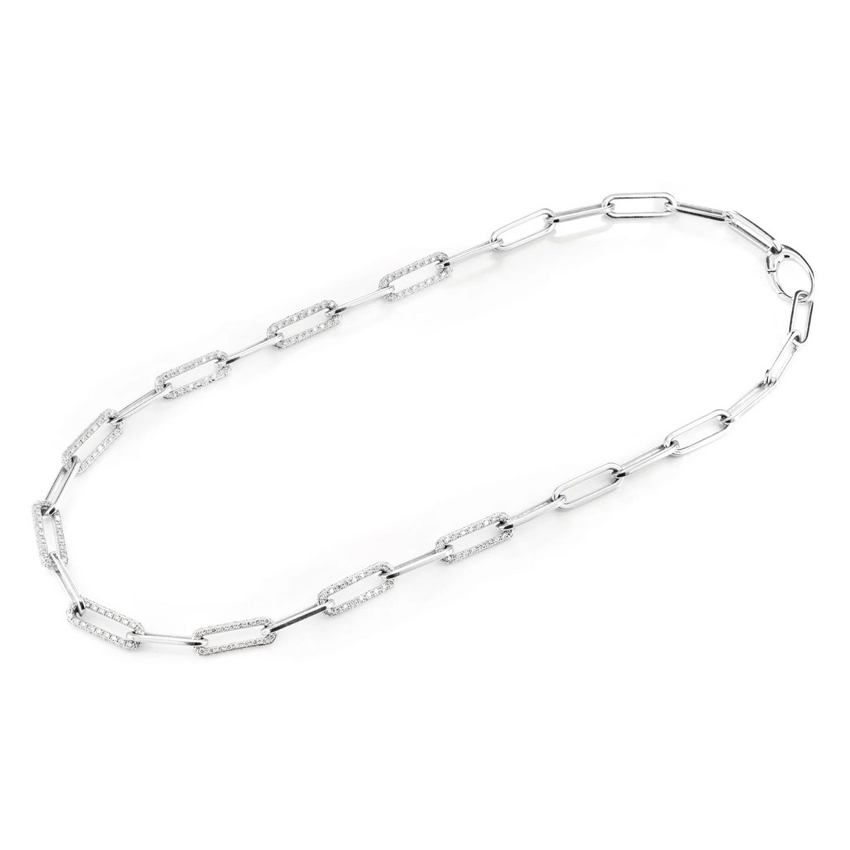 Alternating Elongated Diamond Rolo Link Necklace