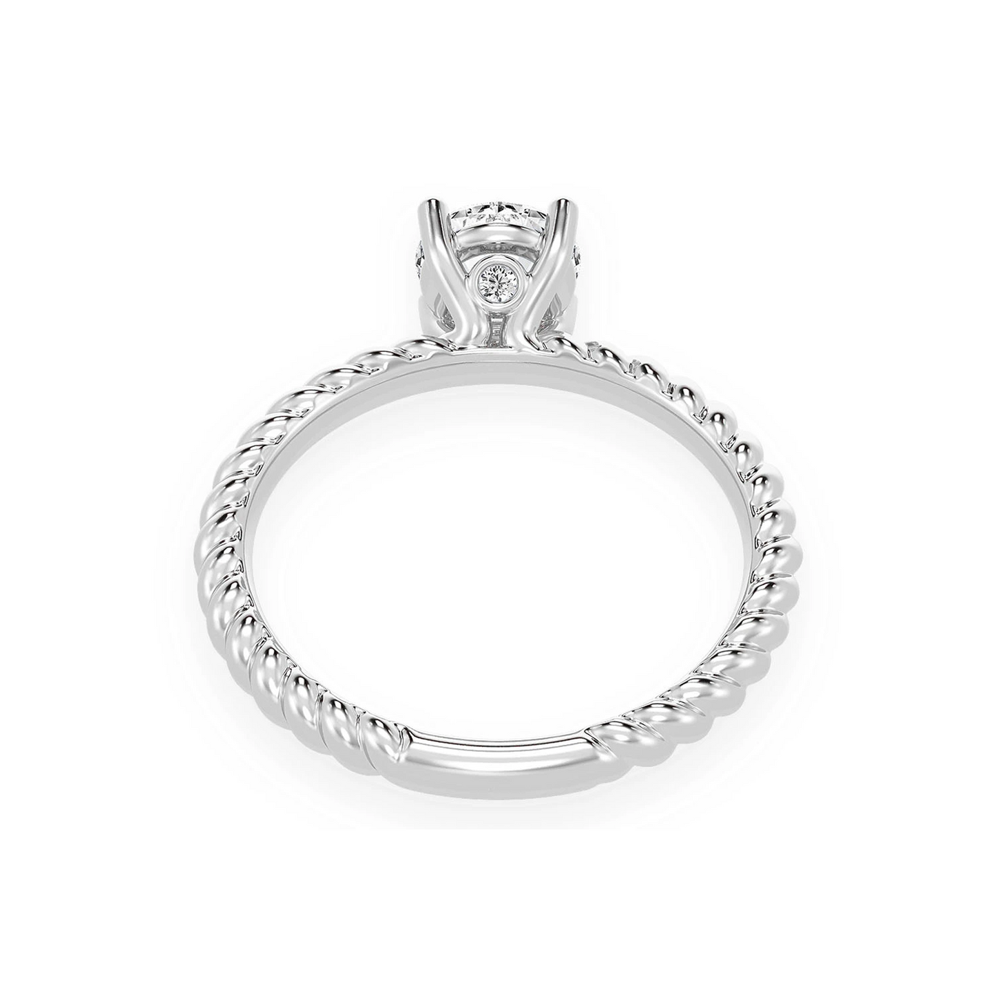 Classic Twist Band Solitaire Diamond Ring in 14K white gold, alternate view