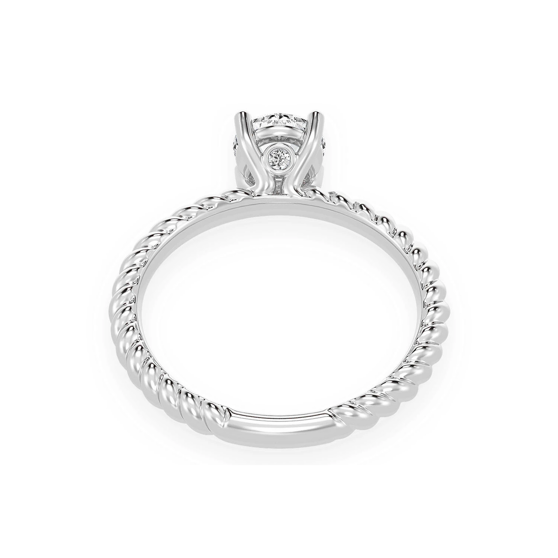 Classic Twist Band Solitaire Diamond Ring in 14K white gold, alternate view