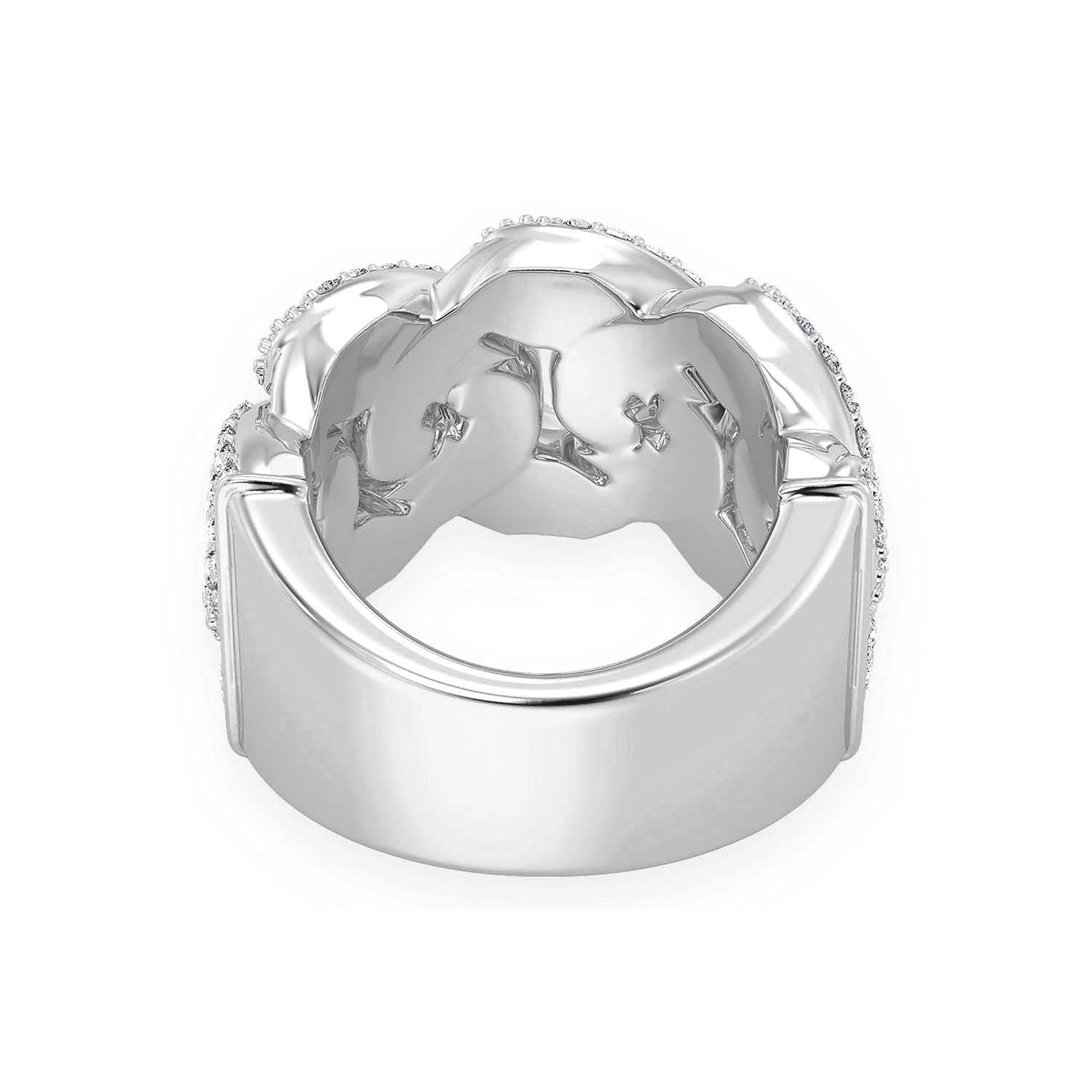 Iced Out Cuban Ring in 14K white gold, 13mm | 2.50ctw, detail view