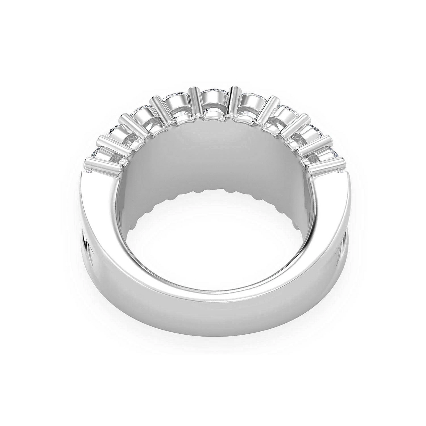 Single Row Baguette Diamond Band Ring in 14K white gold, detail view