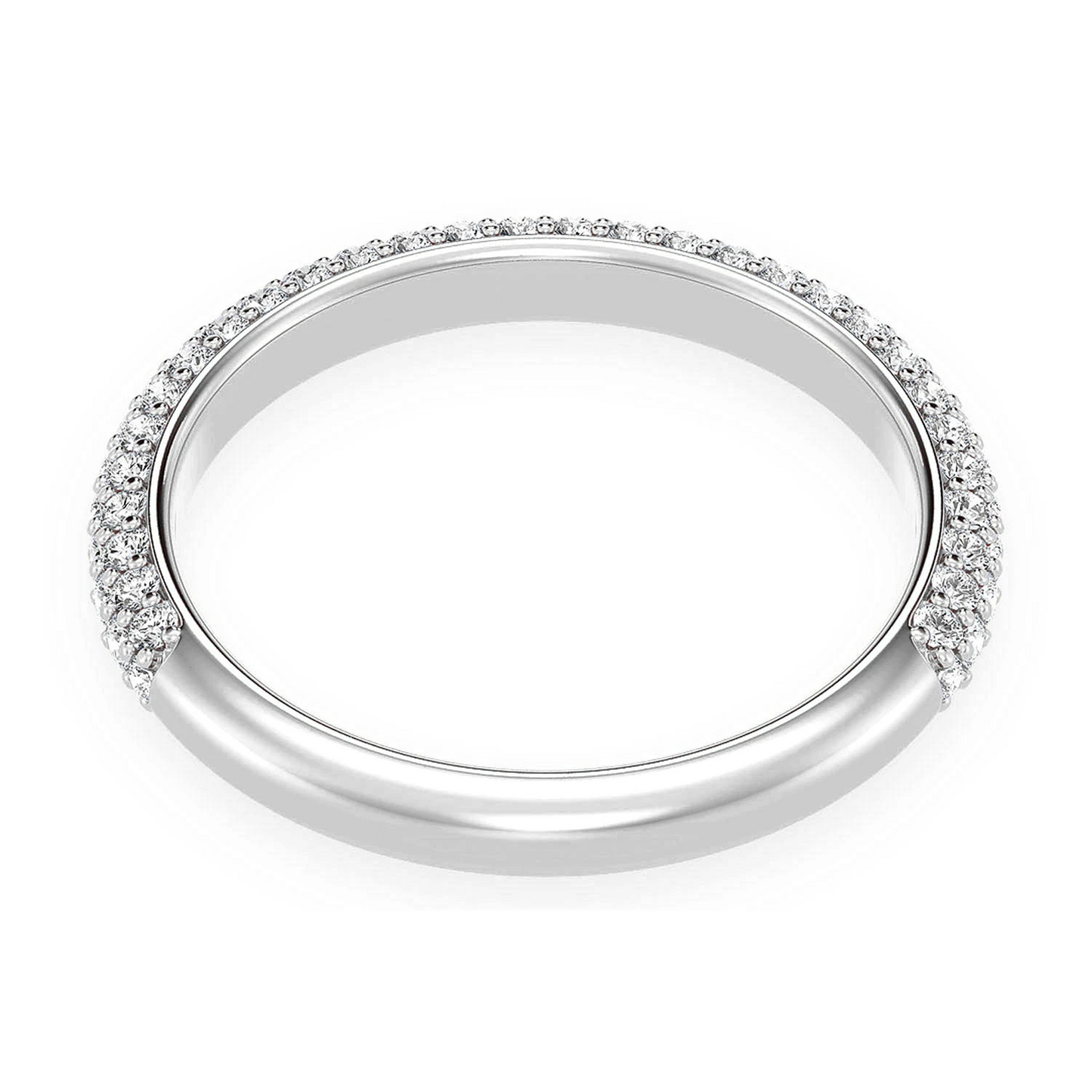 Thin Three Row Pavé Diamond Ring in 14K white gold, alternate view
