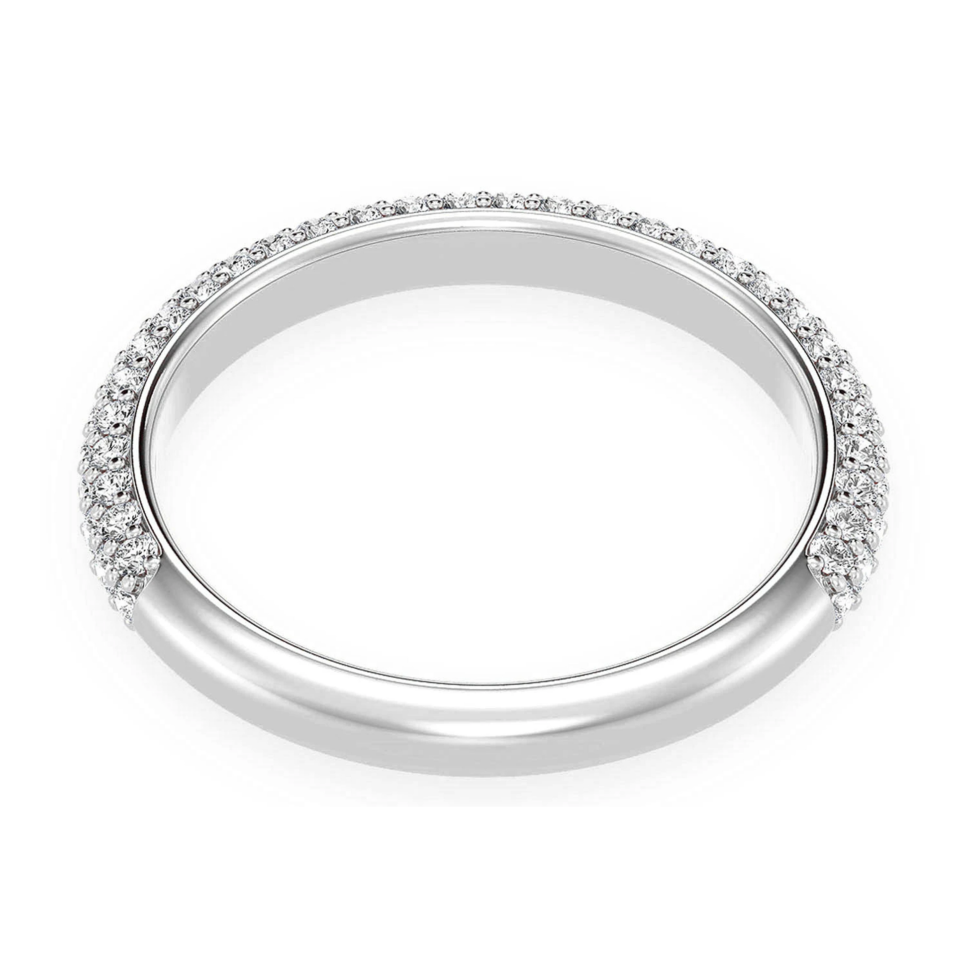 Thin Three Row Pavé Diamond Ring in 14K white gold, alternate view
