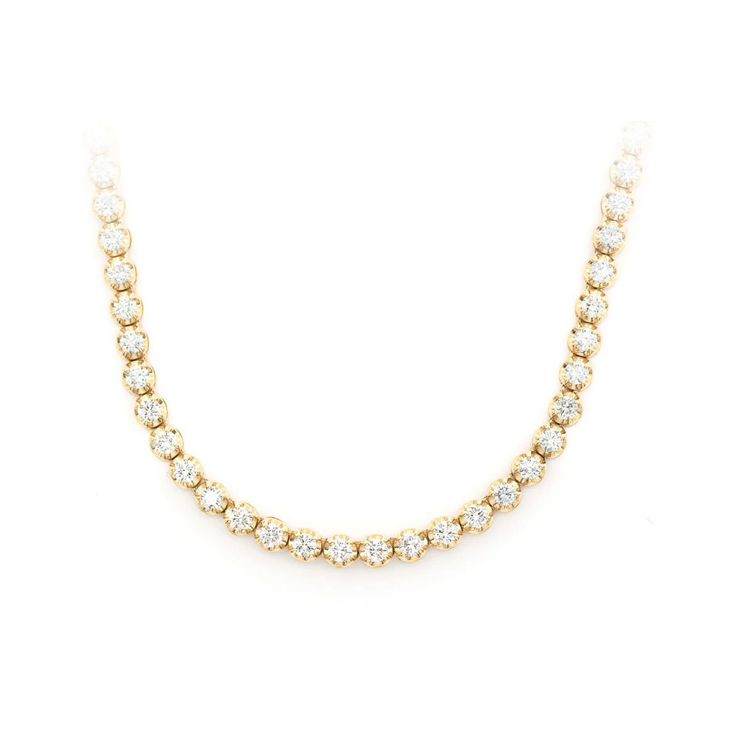 Crown Diamond Tennis Necklace in 14K yellow gold, 6pt / 9.75ctw, front view