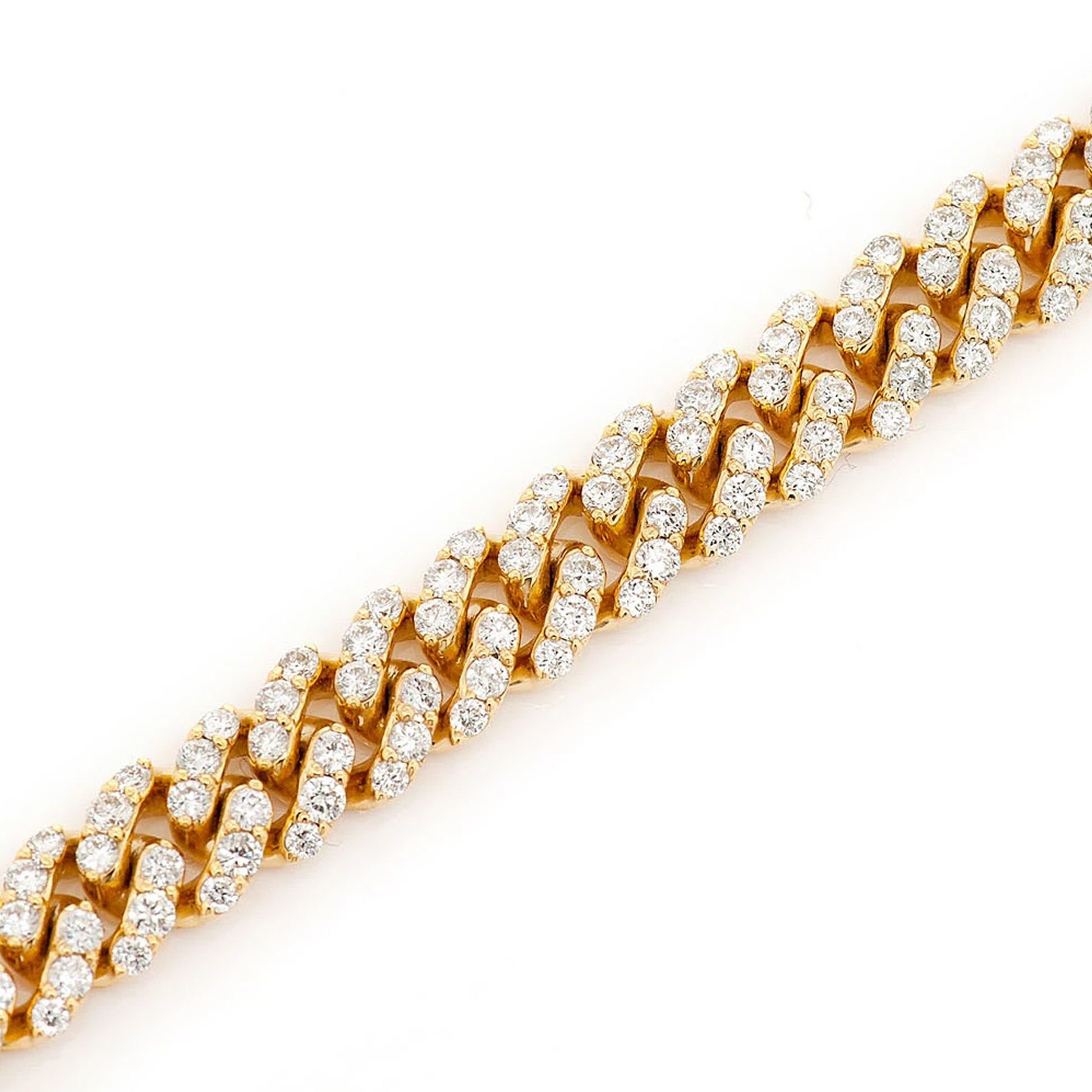 Miami Cuban Diamond Bracelet in 14K yellow gold, 6mm / 4.25ctw width, angled view