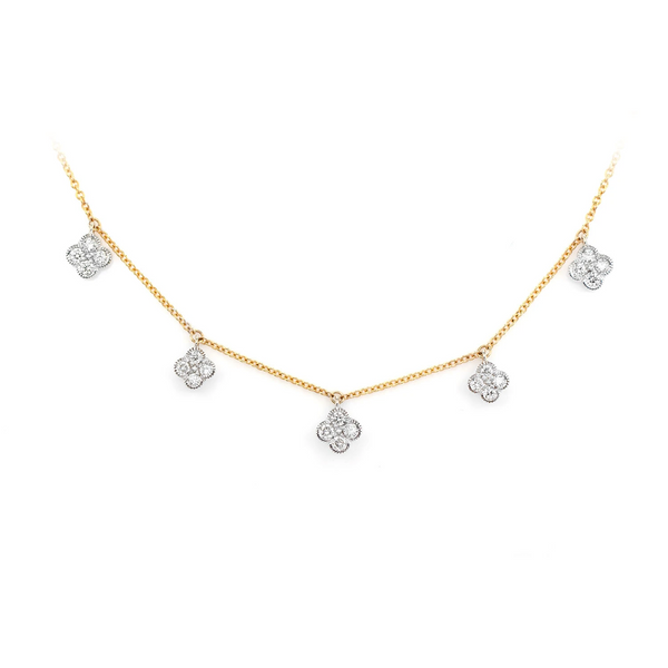 Milgrain Clover Diamond Dangle Necklace