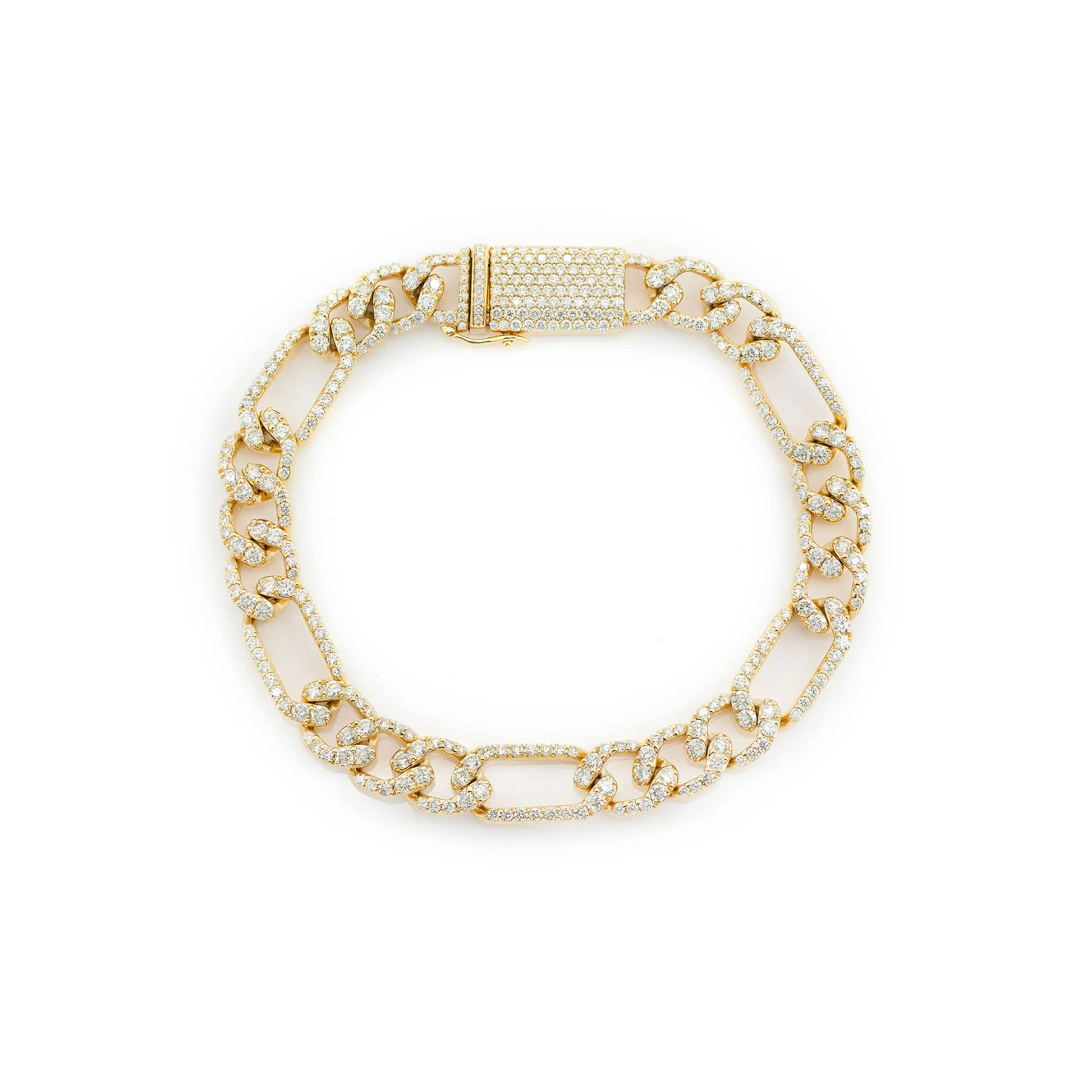 Figaro Diamond Link Bracelet in 14K yellow gold, 6mm / 3.50ctw width, front view