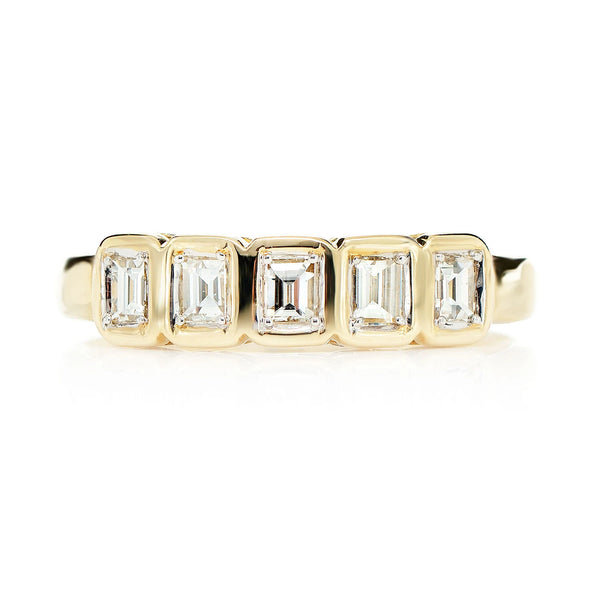 5 Stone Baguette Bezel Ring 14k