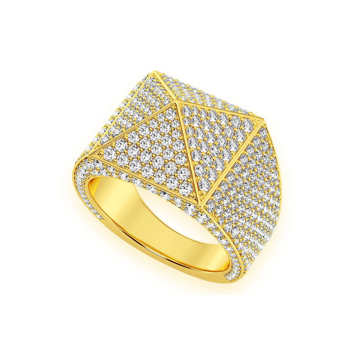 Pyramid Ring 14k in yellow gold, angled view