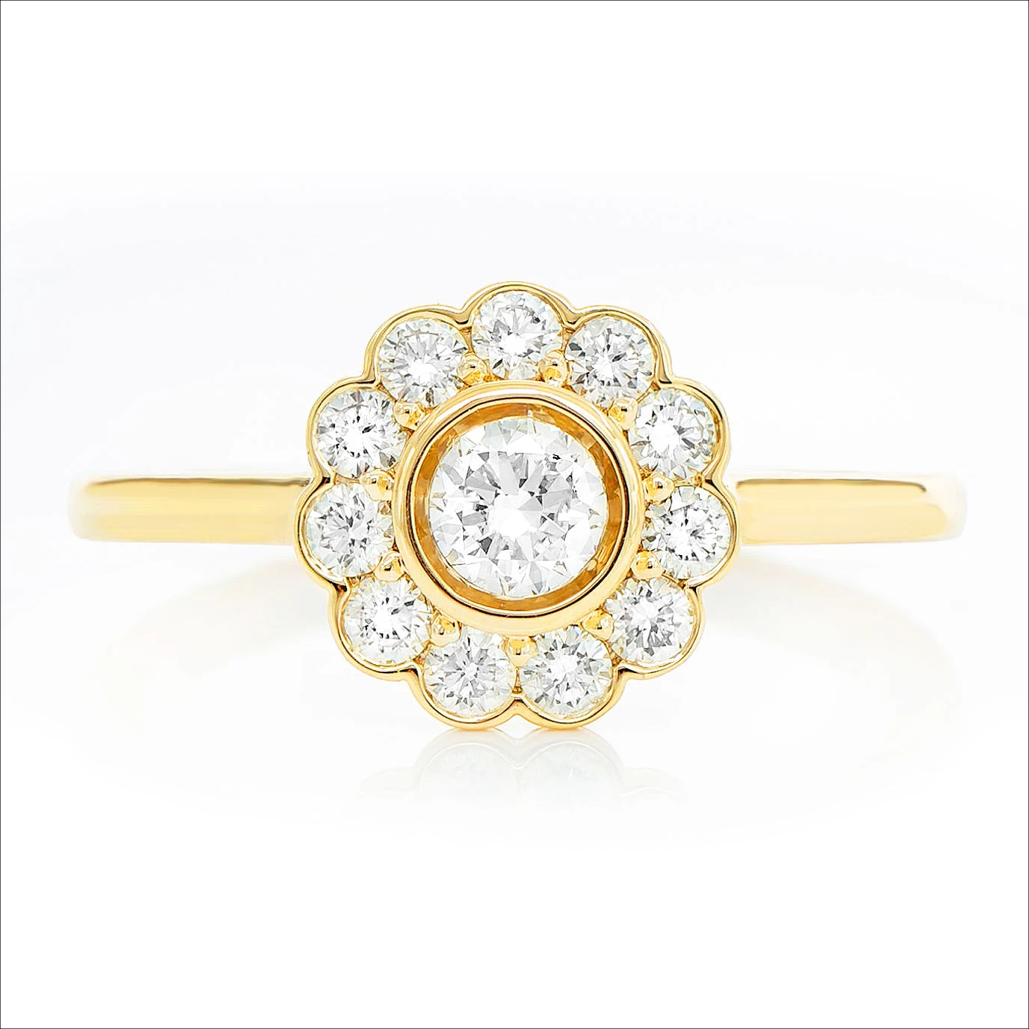 Flower Bezel Halo Diamond Ring 14k | 14K Gold | Icebox – Icebox