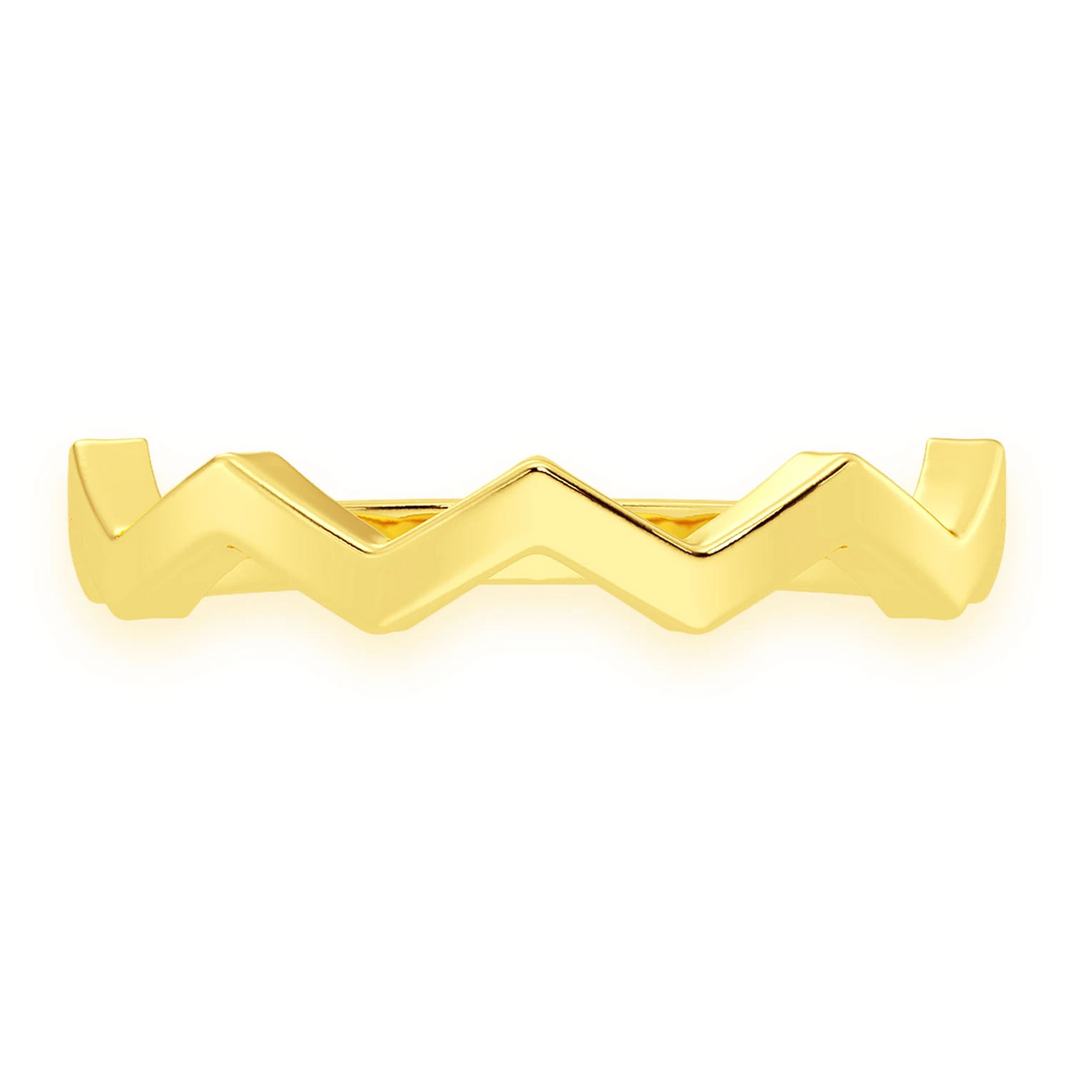 Zig Zag Ring 14k in yellow gold, front view