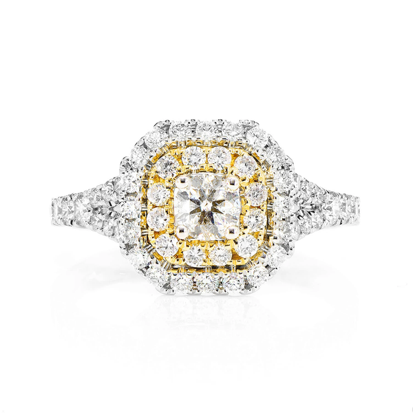 Double Halo Split Shank Ring 14k