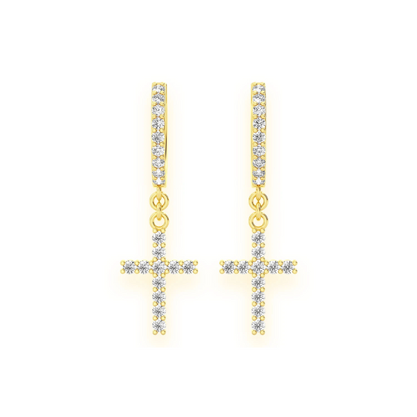 Cross Diamond Hoop Drops