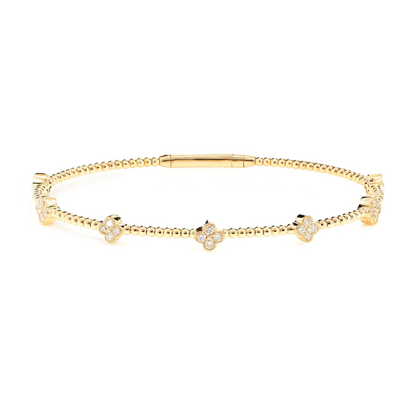 Milgrain Clover Diamond Flex Bangle Bracelet