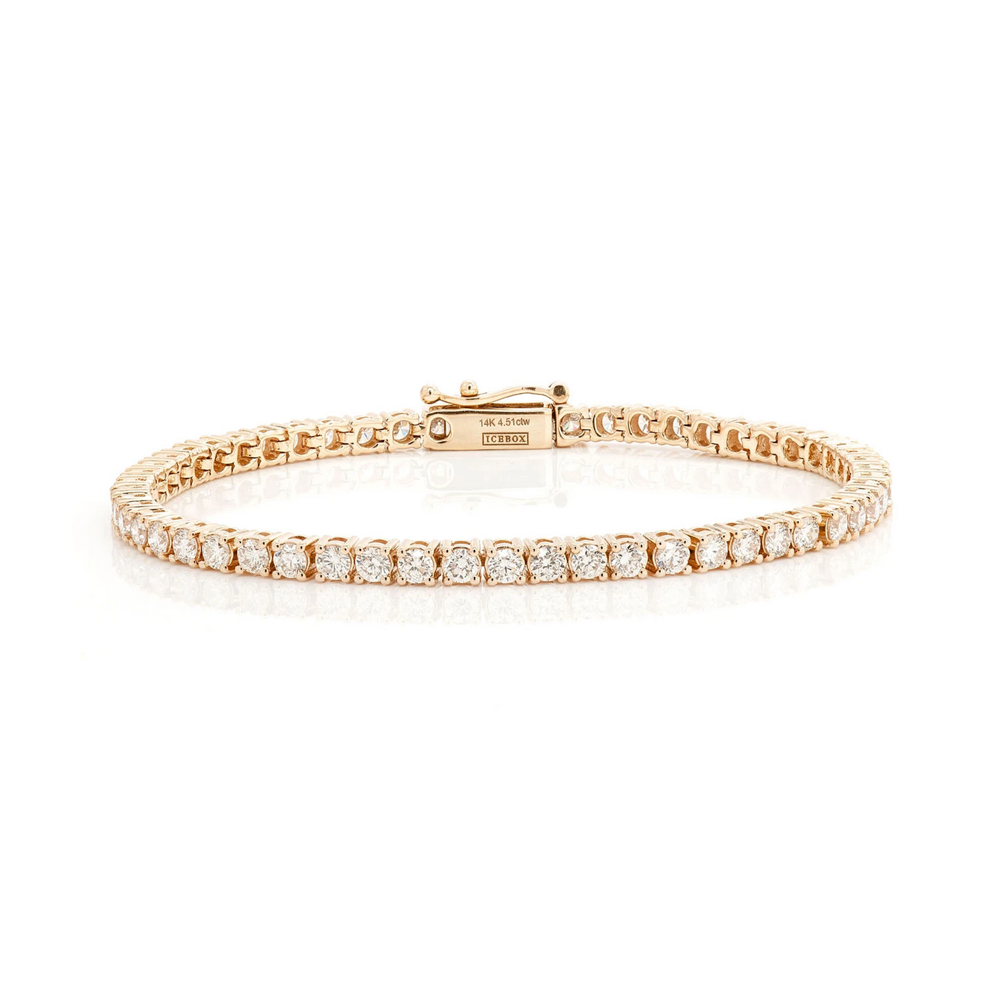 Prong Diamond Tennis Bracelet in 14K yellow gold, 10pt / 4.50ctw, front view