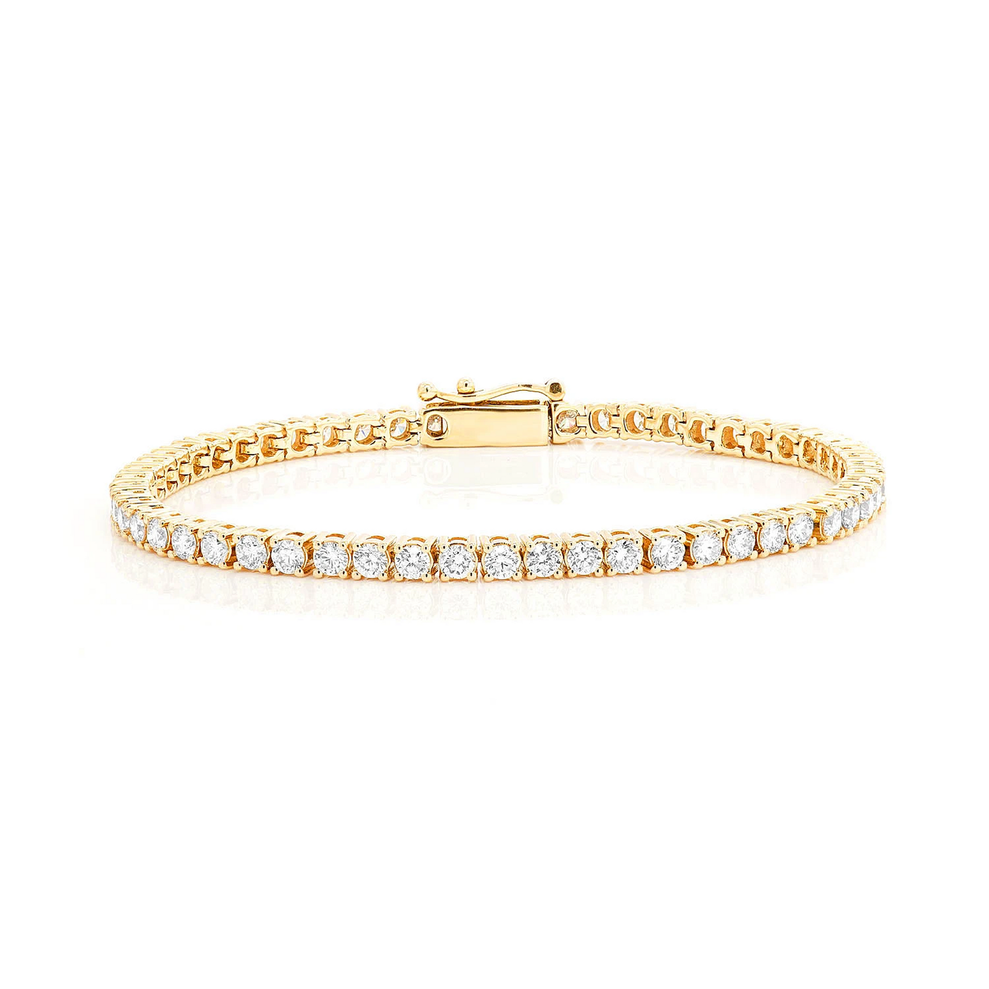 Prong Diamond Tennis Bracelet in 14K yellow gold, 12pt / 8.25ctw, front view