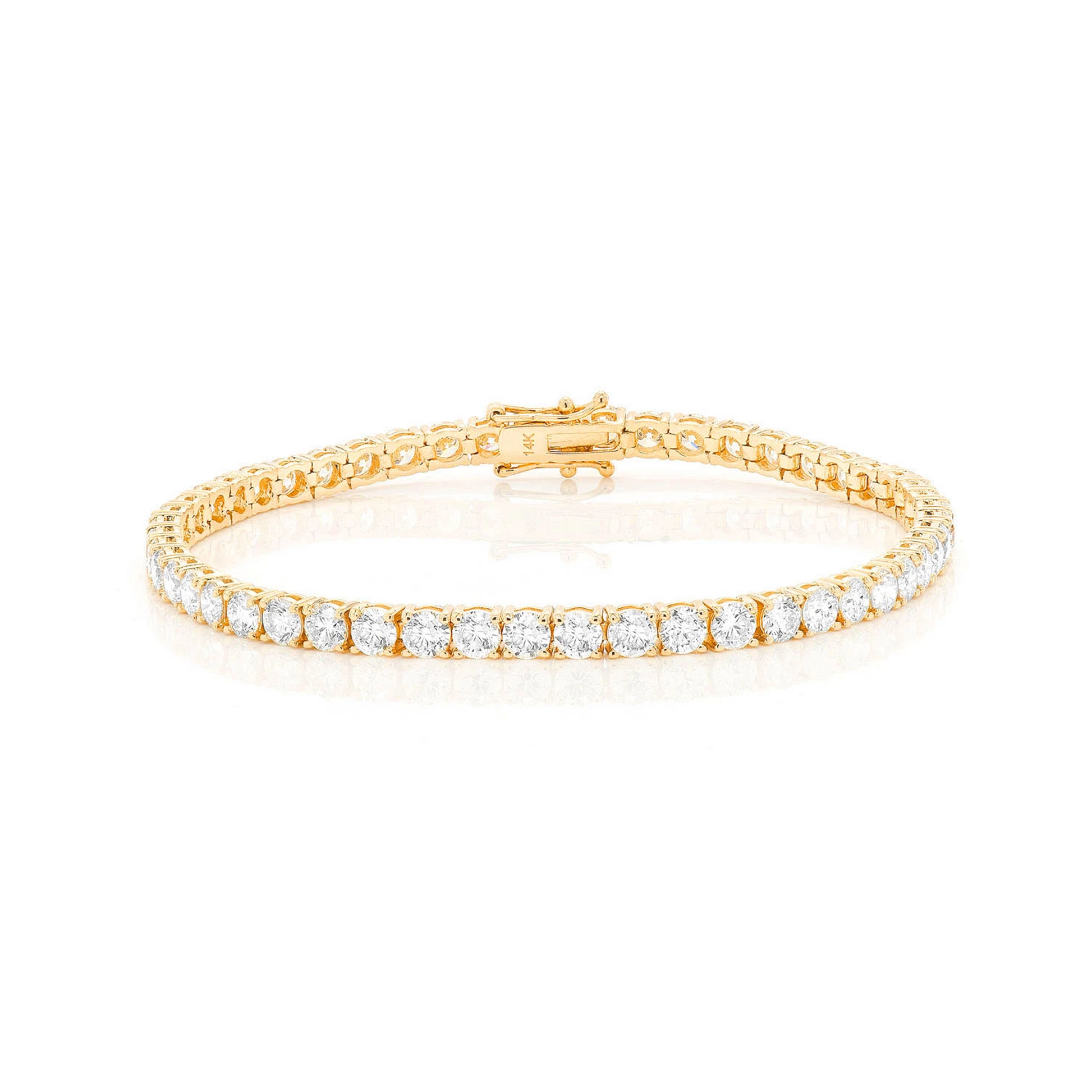 Prong Diamond Tennis Bracelet in 14K yellow gold, 20pt / 10.50ctw, front view