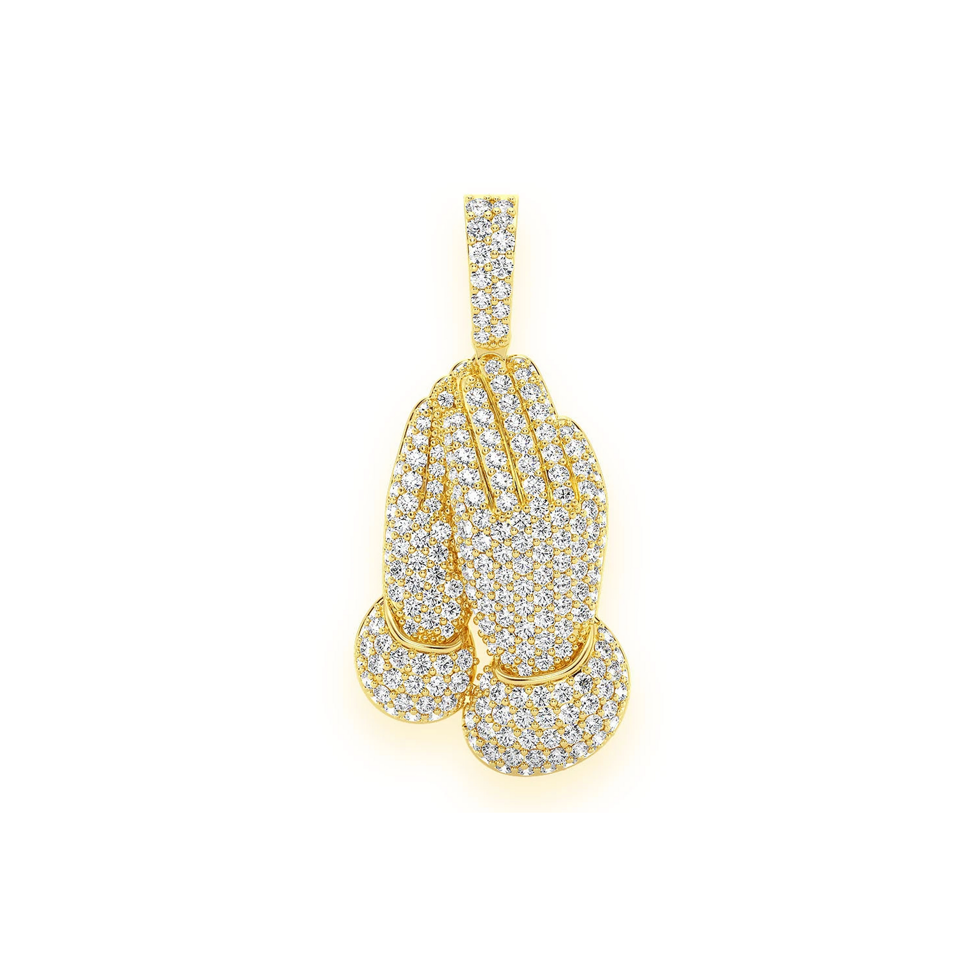 Prayer Hands Pendant in 14K yellow gold, Entry | 1.50ctw, front view