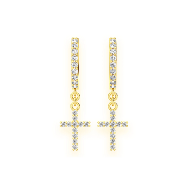 Cross Diamond Hoop Drops