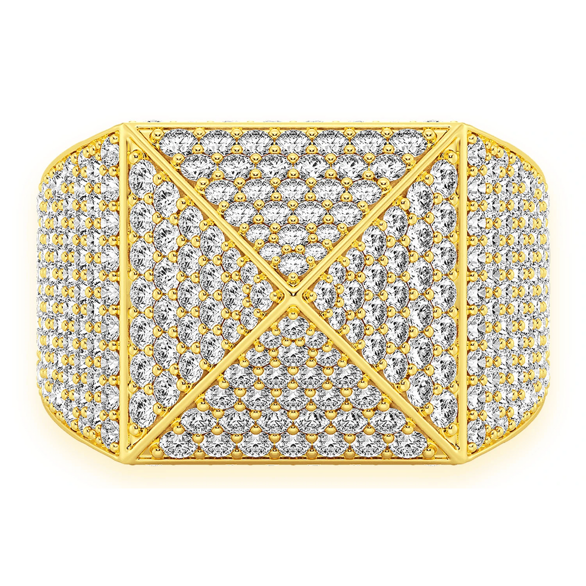Pyramid Ring 14k in yellow gold, worn on hand