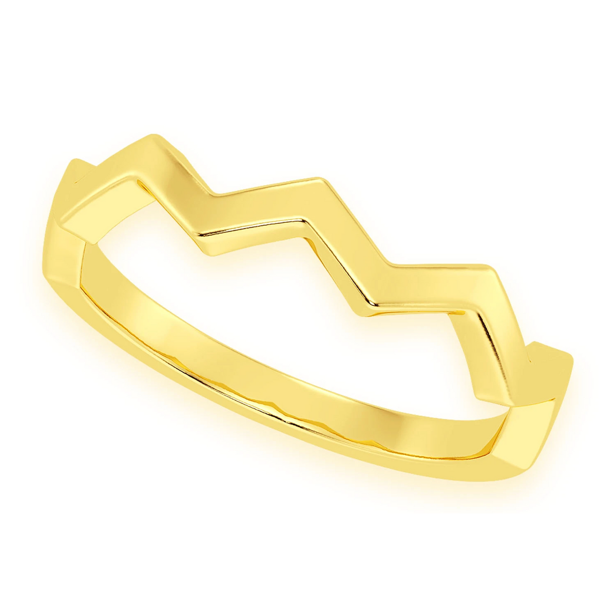 Zig Zag Ring 14k in yellow gold, worn on hand