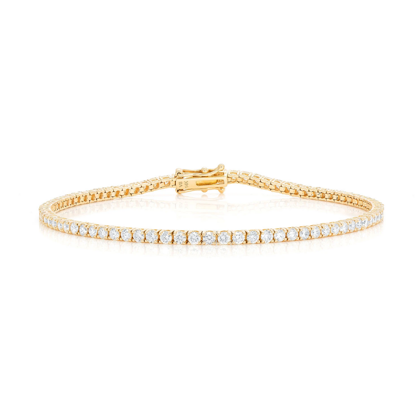 Prong Diamond Tennis Bracelet in 14K yellow gold, 6pt / 4.60ctw, front view