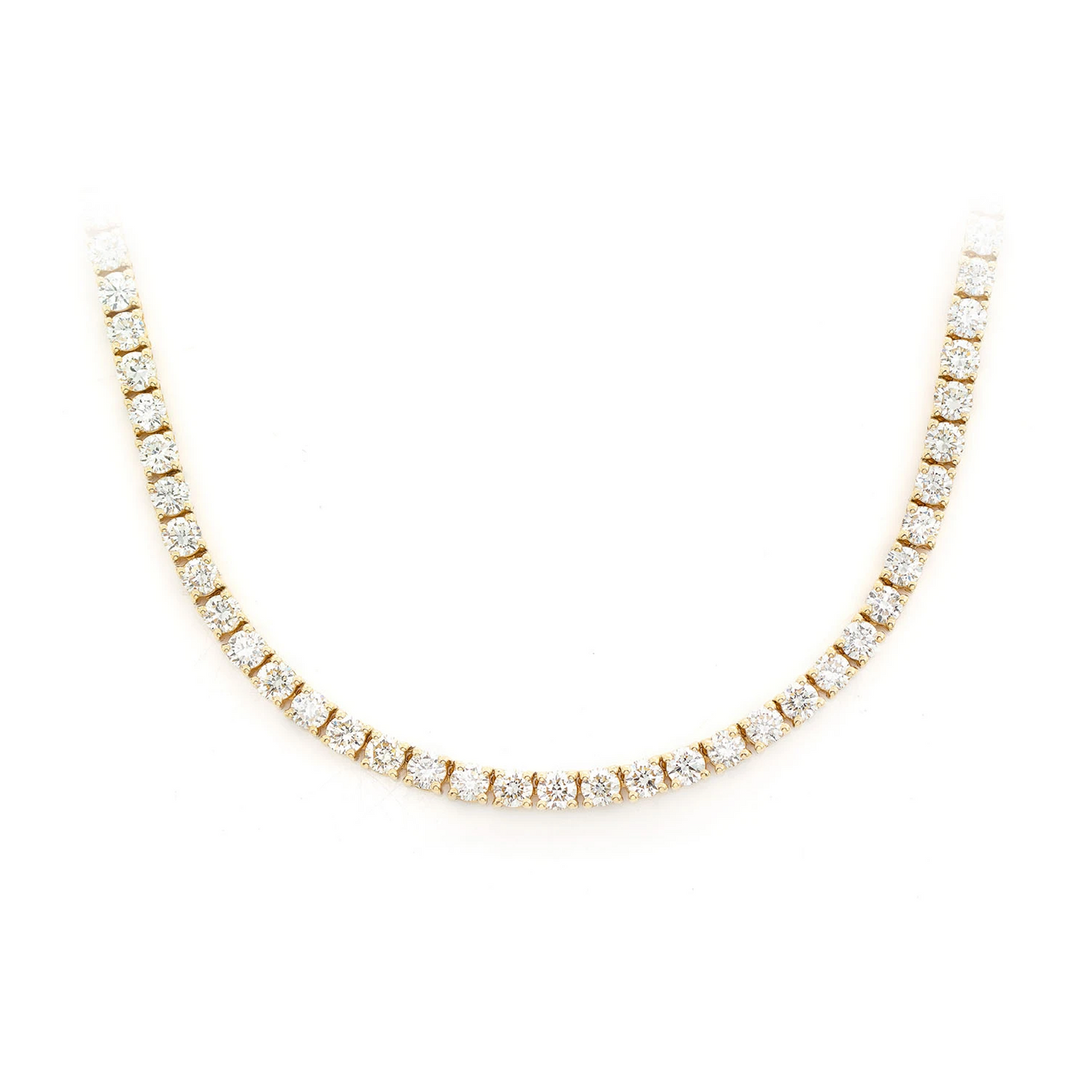 Prong Diamond Tennis Necklace in 14K yellow gold, 5pt / 11.00ctw, front view