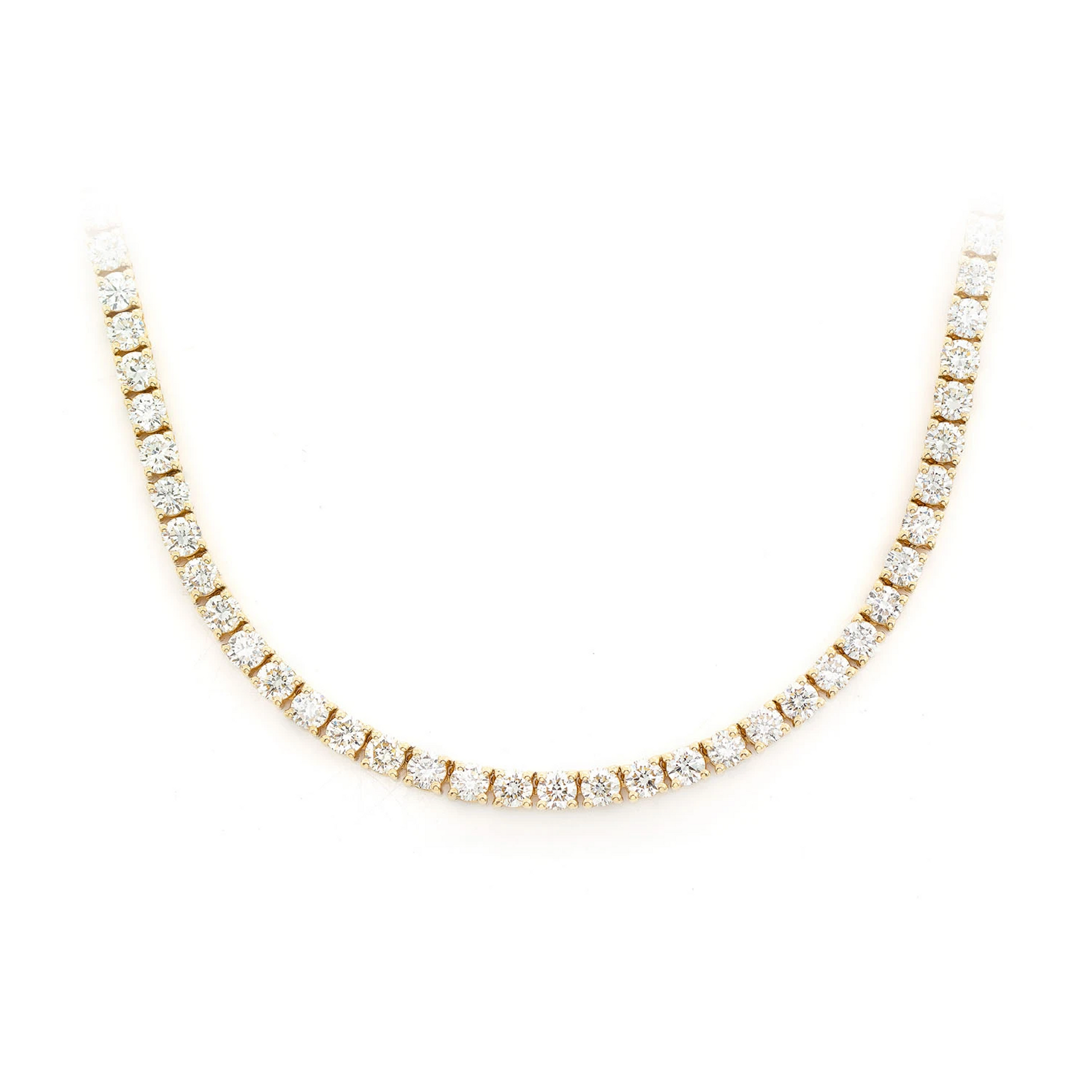 Prong Diamond Tennis Necklace in 14K yellow gold, 5pt / 11.00ctw, front view