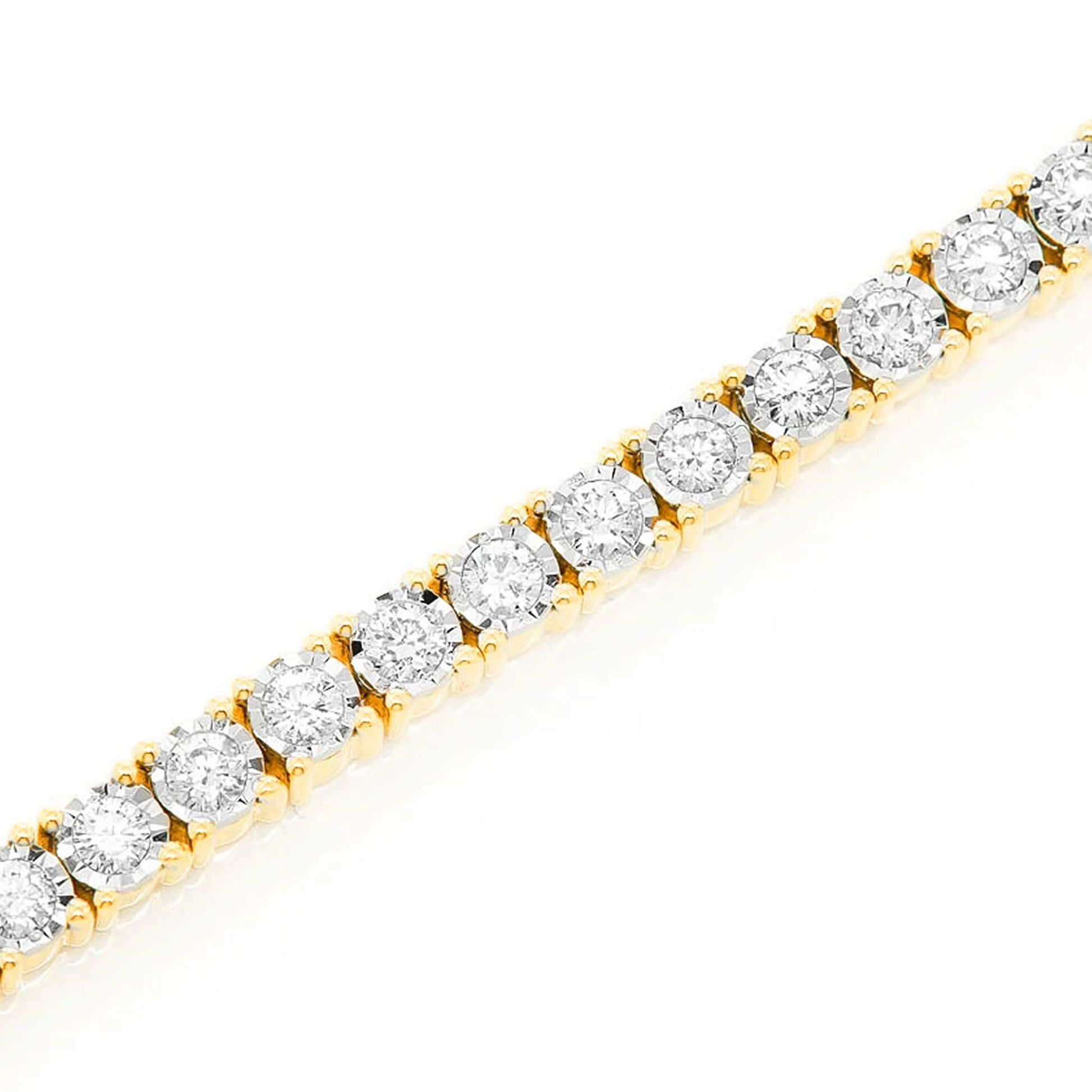 Miracle Diamond Tennis Bracelet in 14K yellow gold, 6pt / 2.75ctw, angled view