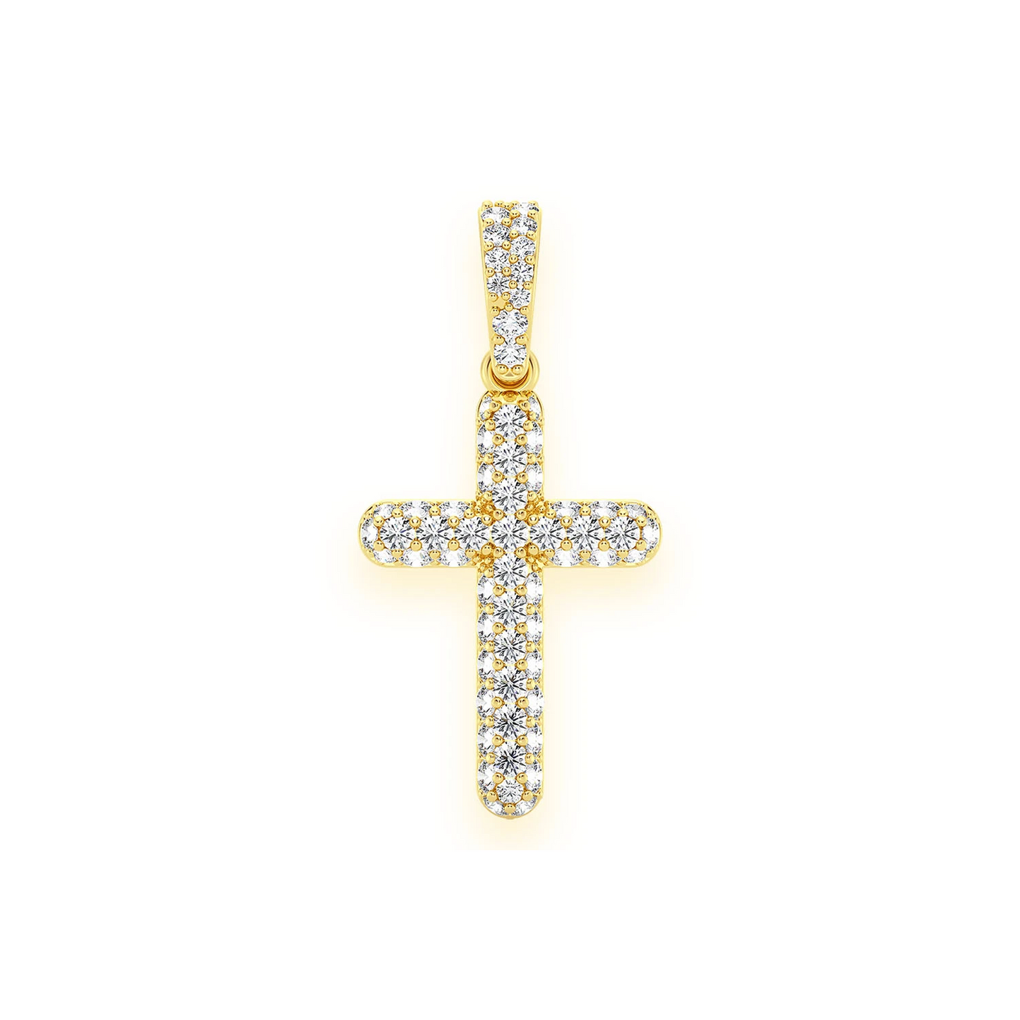 Bubbly Diamond Cross Pendant in 14K yellow gold, Entry | 0.50ctw, front view