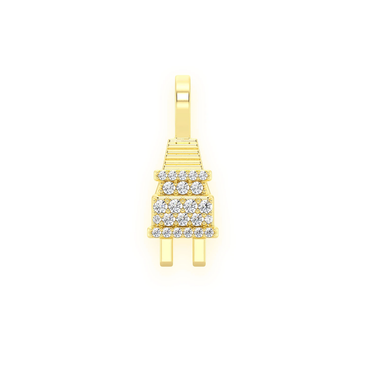 Plug Diamond Pendant in 14K yellow gold, Signature | 0.10ctw, front view