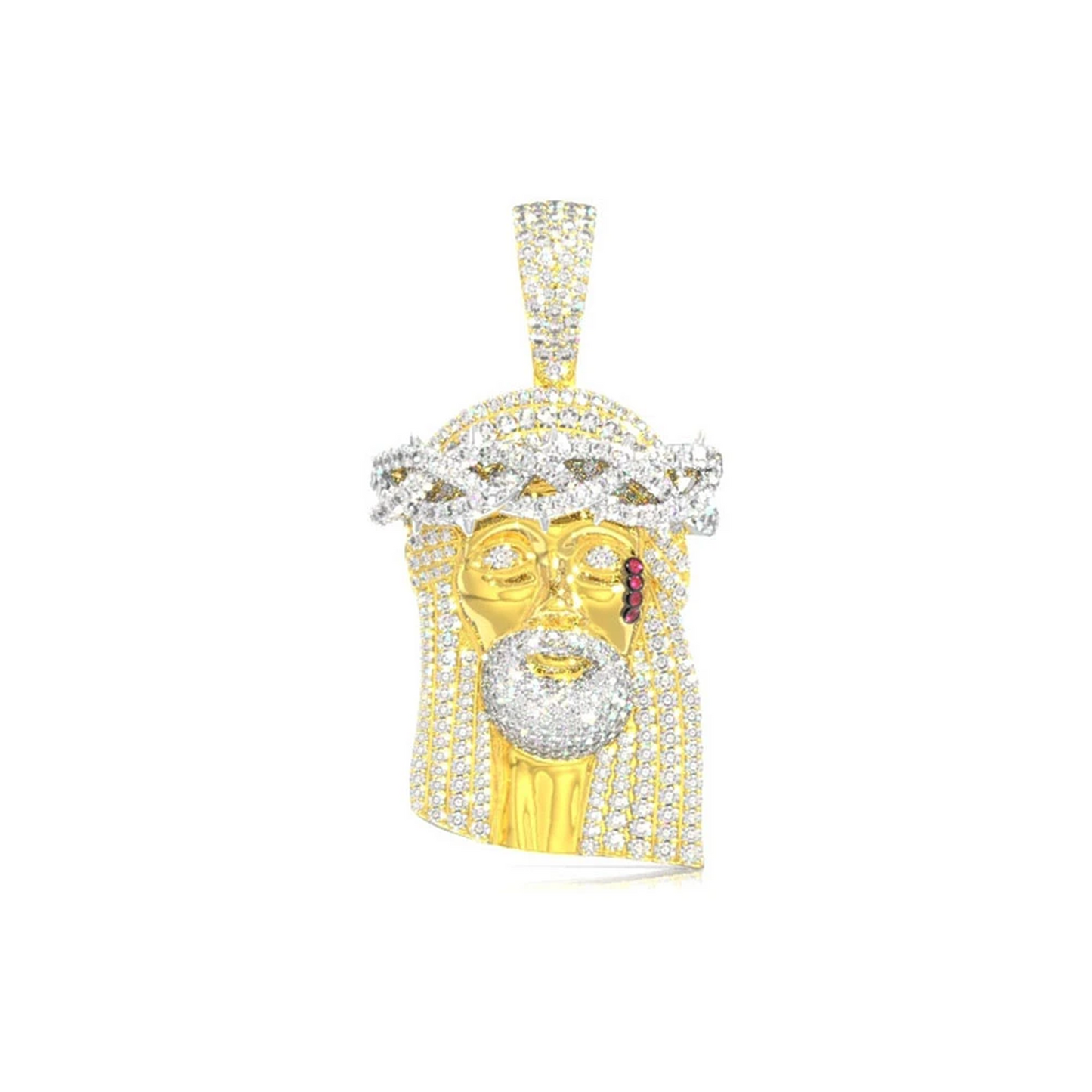 Icebox Pavé Jesus Piece in 14K yellow gold, 3.75ctw, front view