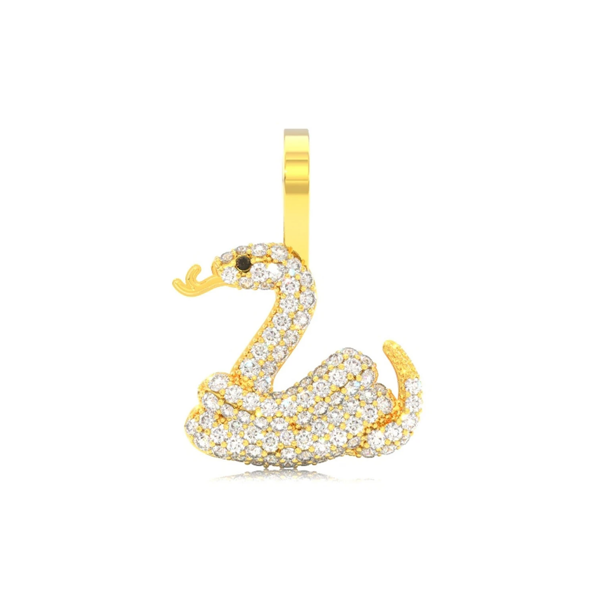 Snake Emoji Diamond Pendant in 14K yellow gold, front view