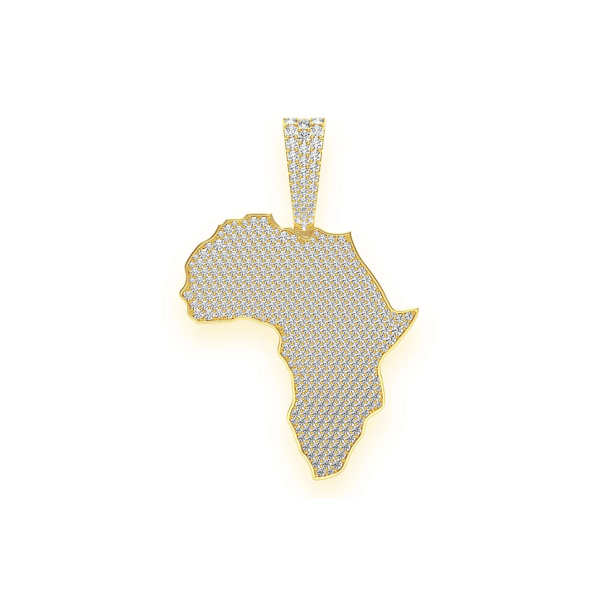 Africa Diamond Pendant in 14K yellow gold, Statement | 6.75ctw, front view