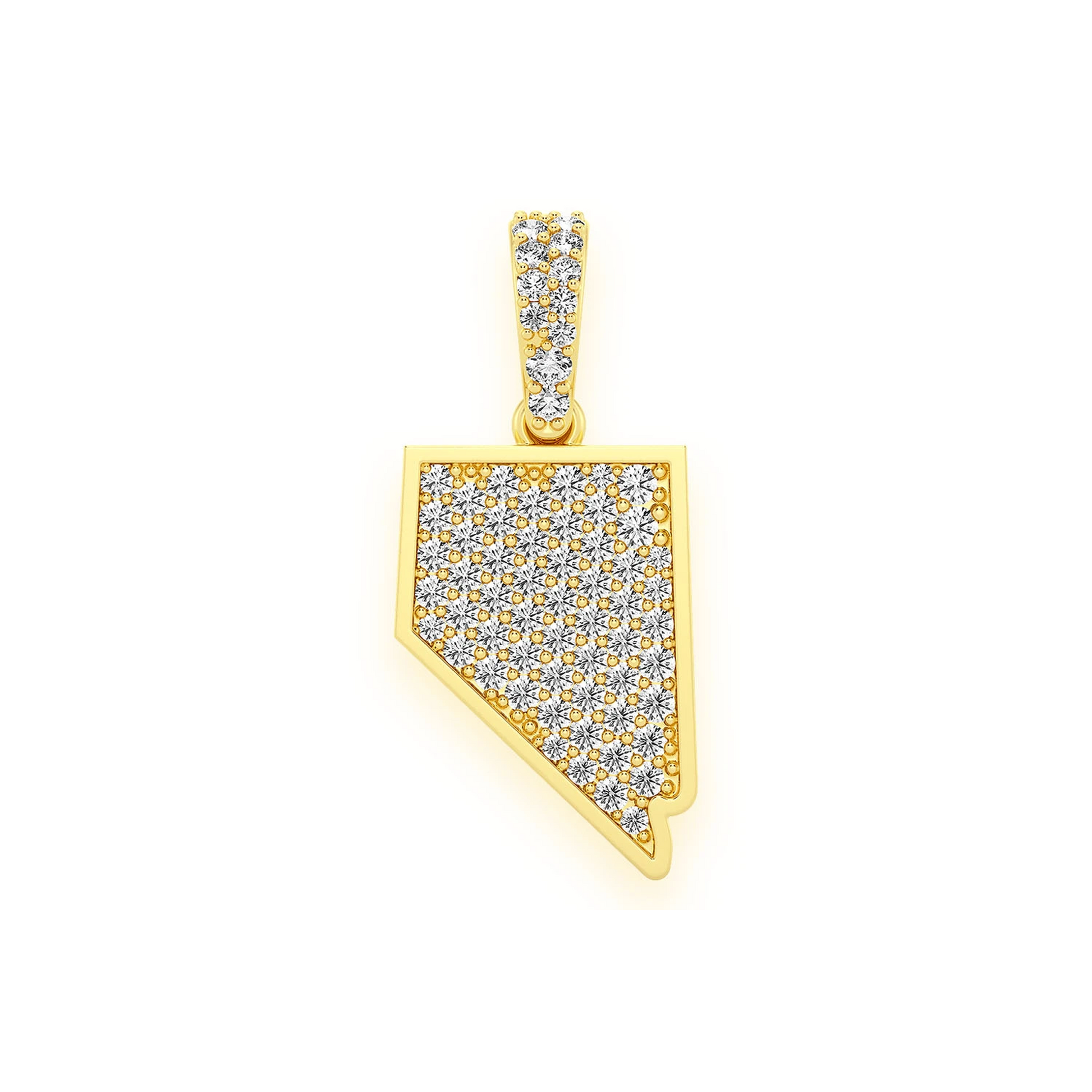 US State Diamond Pendant in 14K yellow gold, Nevada design, front view