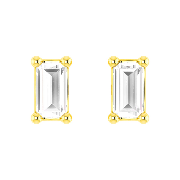 Baguette Diamond Solitaire Stud Earrings