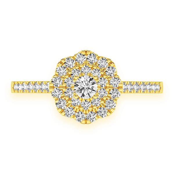 Single Band Floral Diamond Engagement Ring