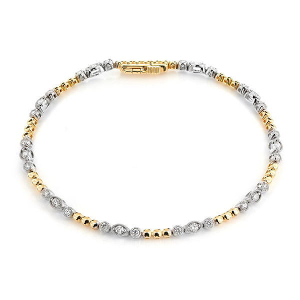 Oval & Round Bezel Diamond Link Bracelet