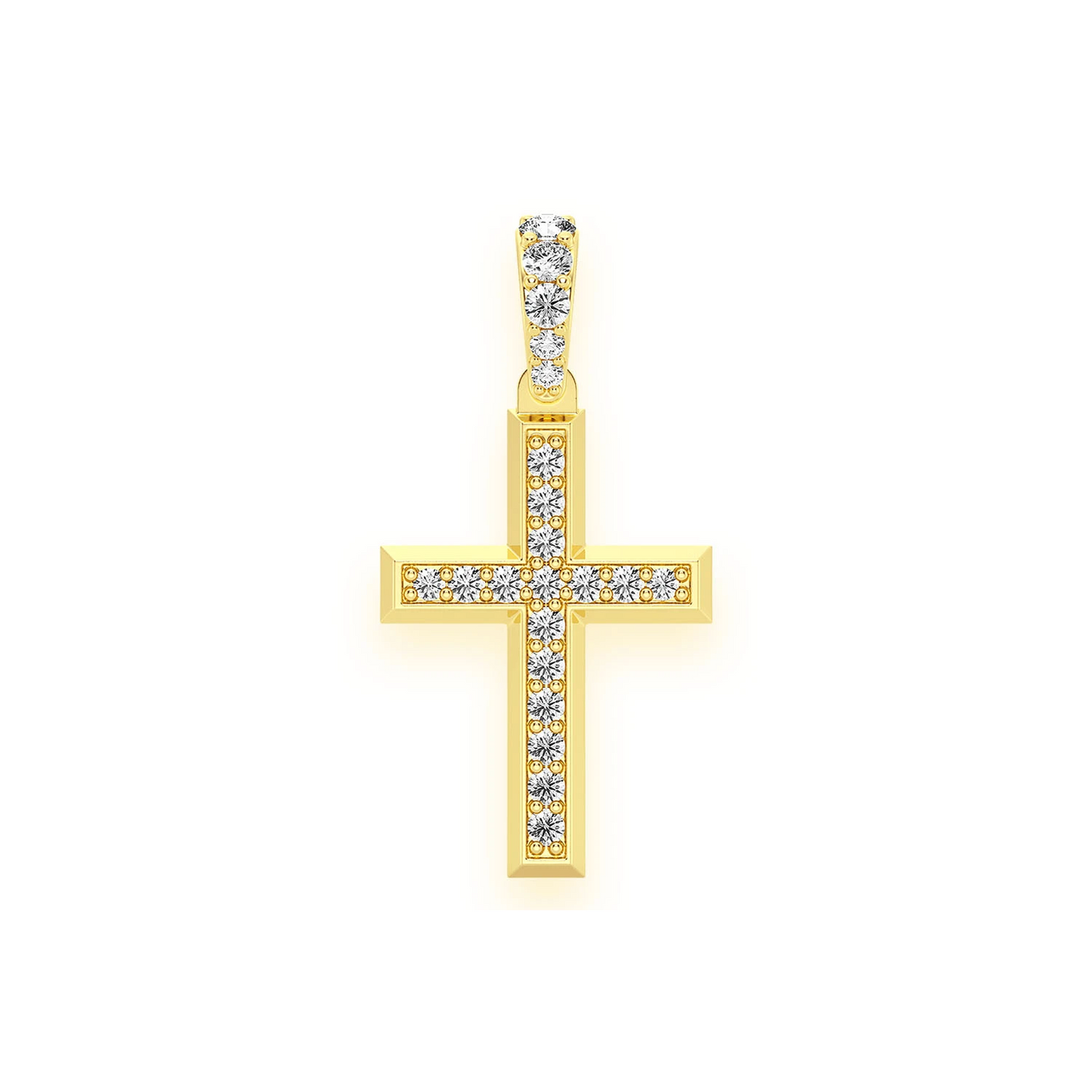Angle Diamond Cross in 14K yellow gold, Signature | 0.33ctw, front view