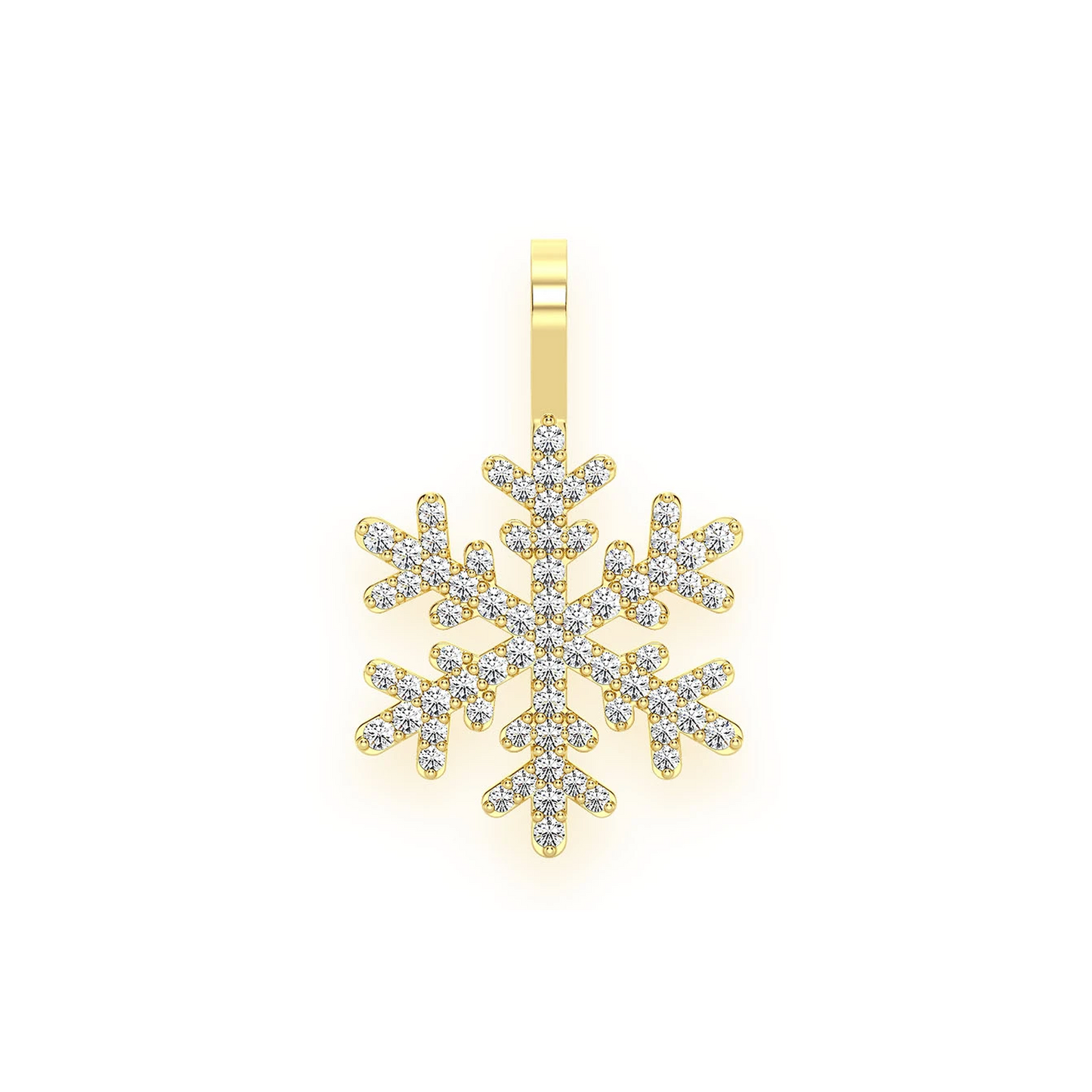 Snowflake Diamond Pendant in 14K yellow gold, front view
