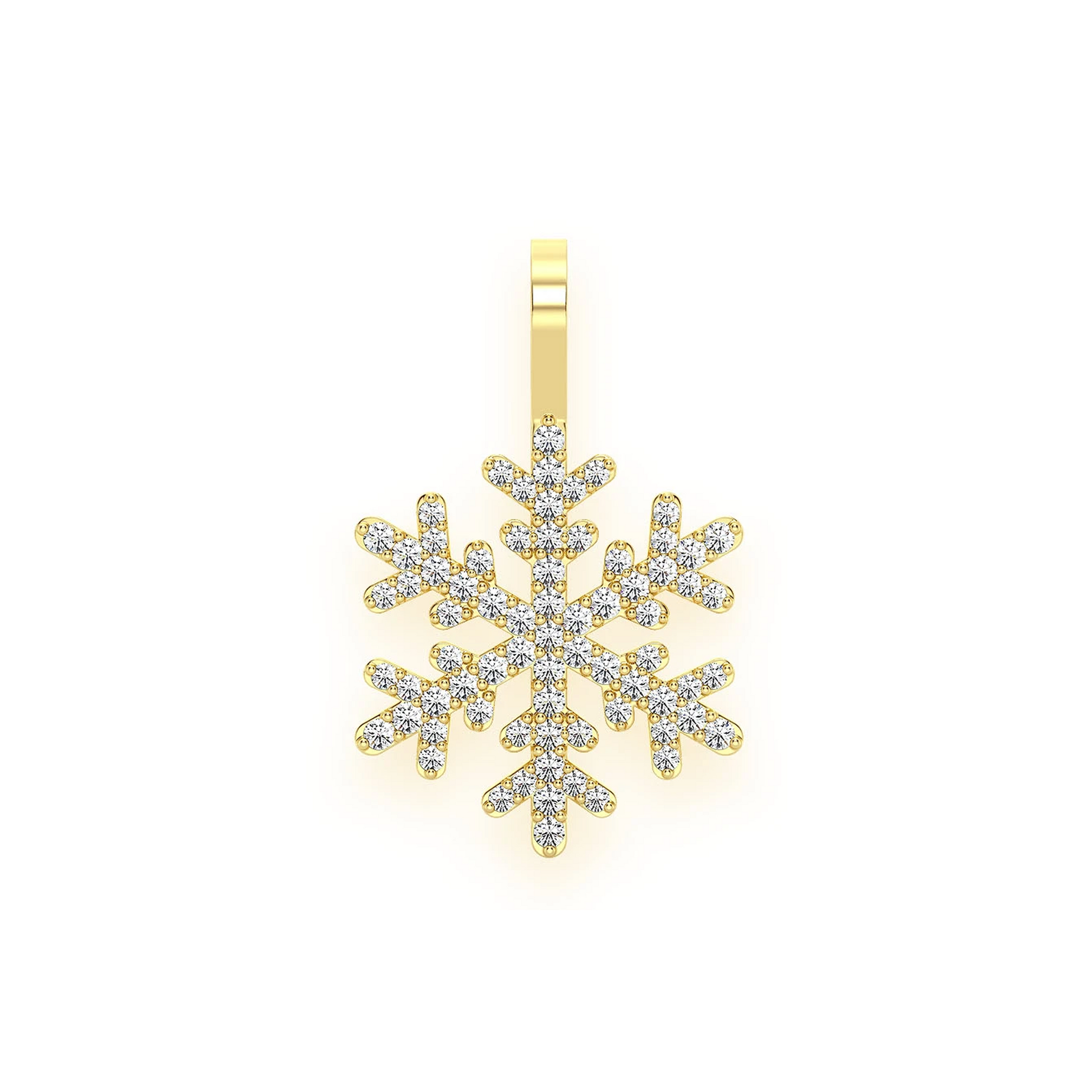 Snowflake Diamond Pendant in 14K yellow gold, front view