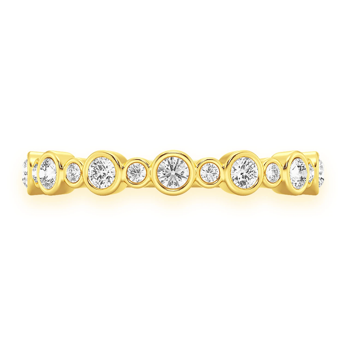 Bezel Set Band Ring in 14K yellow gold, front view