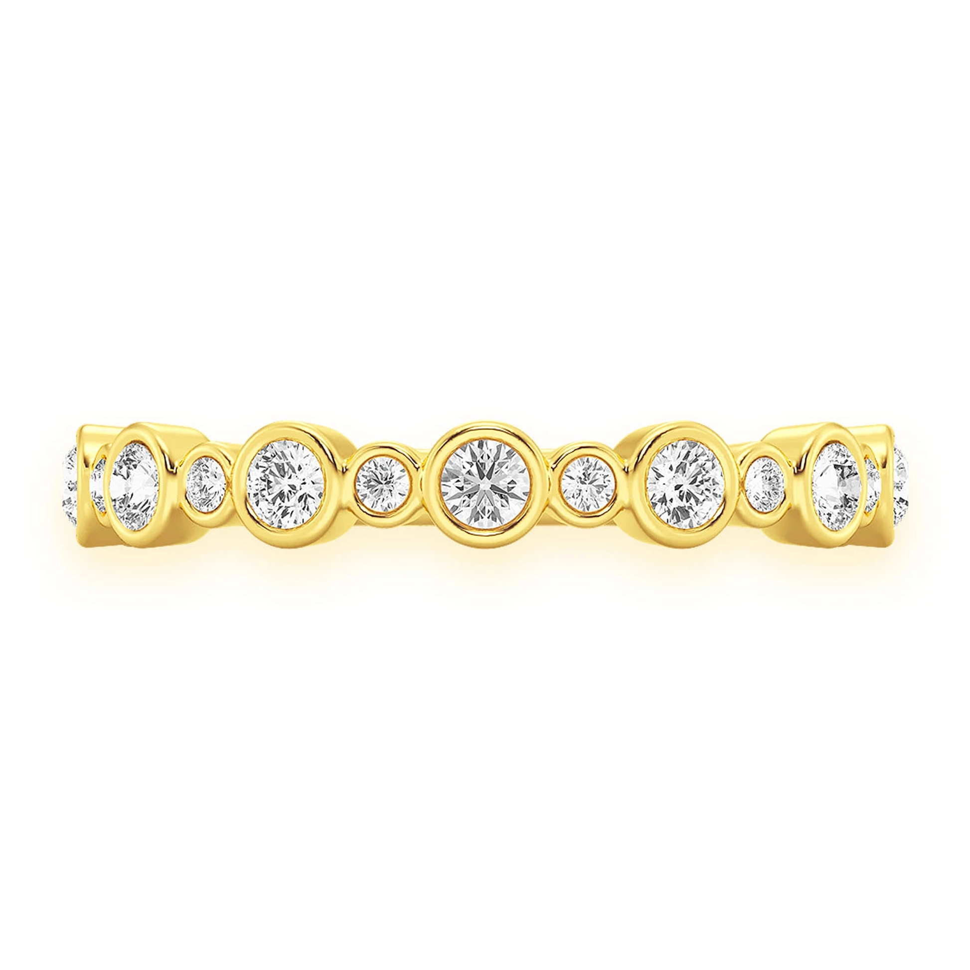 Bezel Set Band Ring in 14K yellow gold, front view