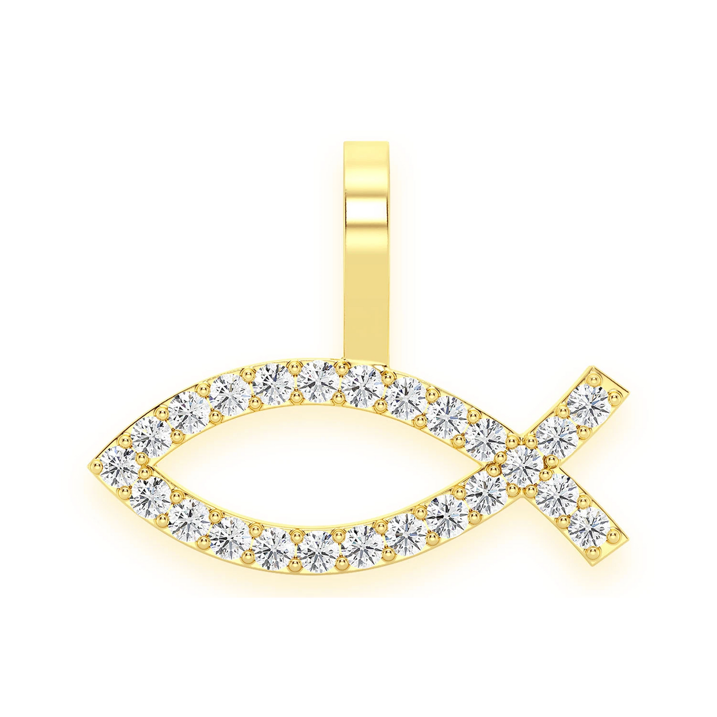 Ichthys Diamond Pendant in 14K yellow gold, front view