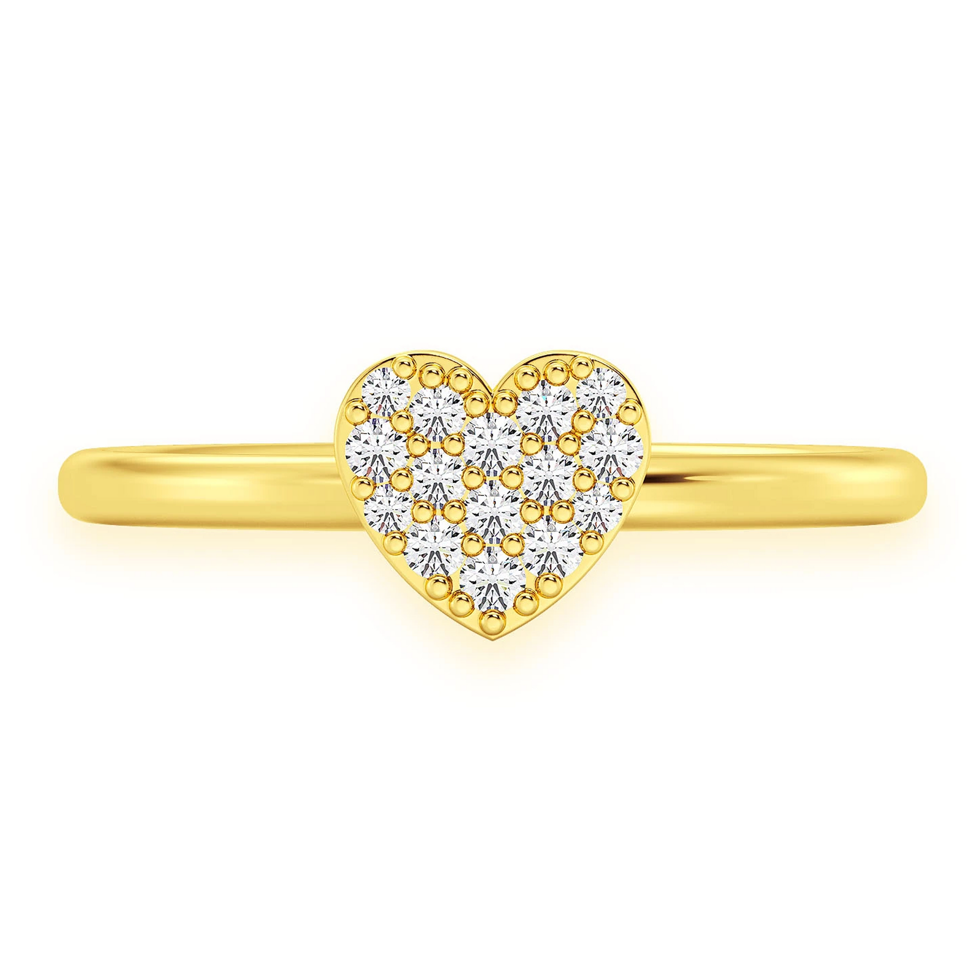 Bubbly Heart Diamond Ring in 14K yellow gold, 0.10ctw, front view