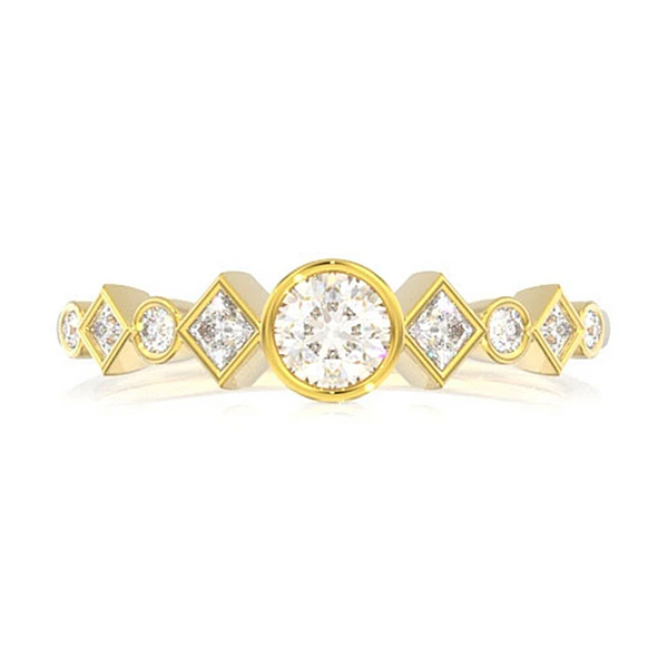 Nine Stone Round & Princess Diamond Ring