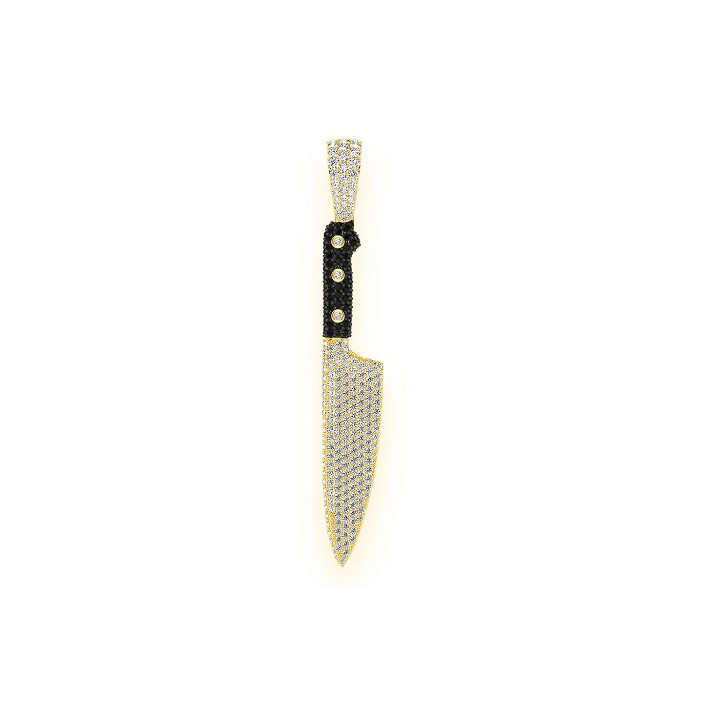 Chef Knife Diamond Pendant in 14K yellow gold, 2.30ctw, front view
