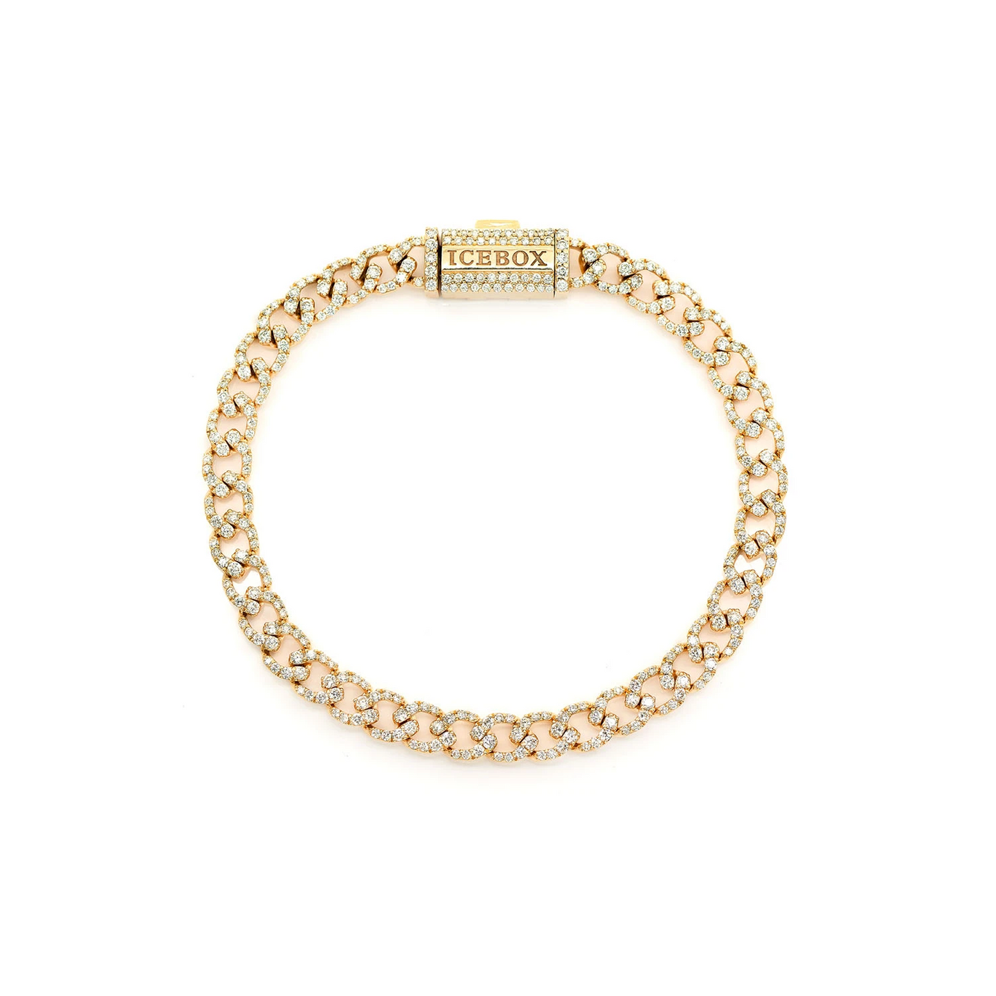 Elongated Cuban Diamond Bracelet in 14K yellow gold, 6mm / 3.75ctw width, front view